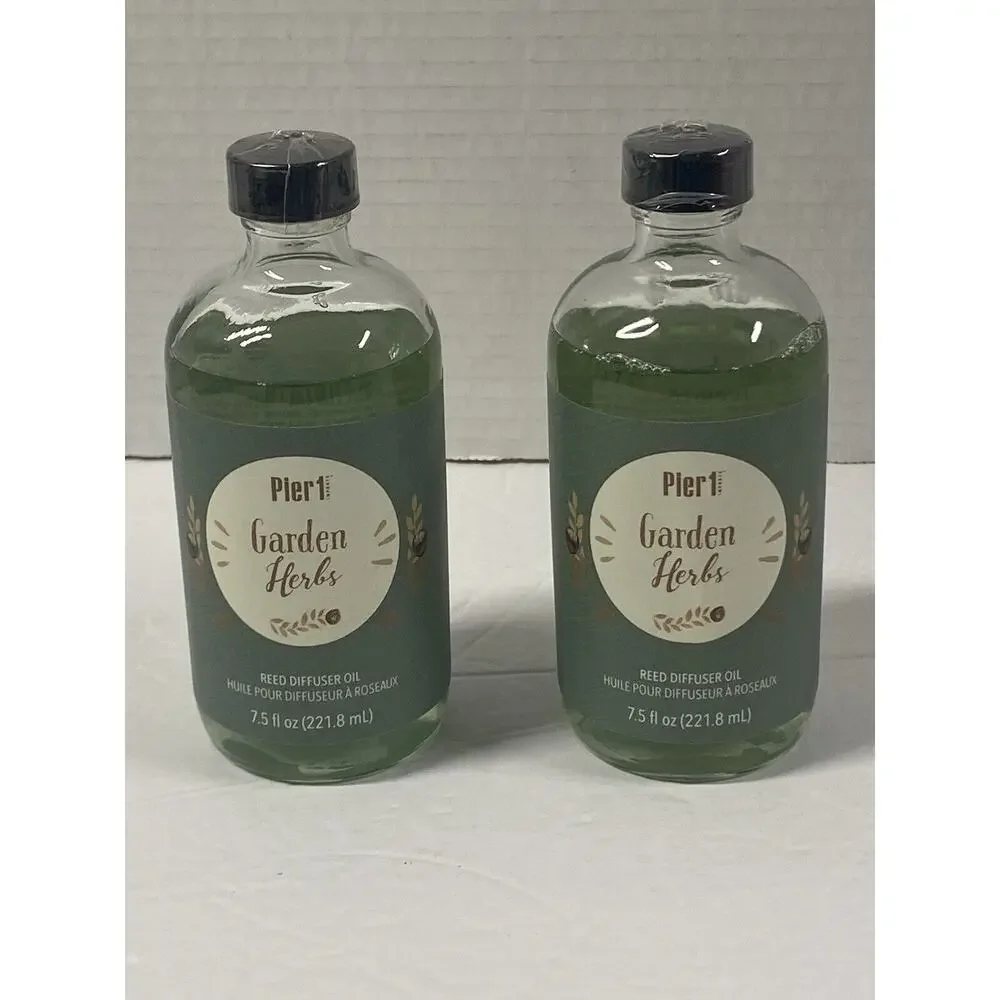 Pier 1 Garden Herb Reed Diffuser Oil Refill two 7.5 oz bottles New Old Stock